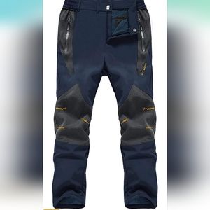 Men's Snow Pants Water Resistant Zip Pockets Reinforced Knees Fleece Lined...